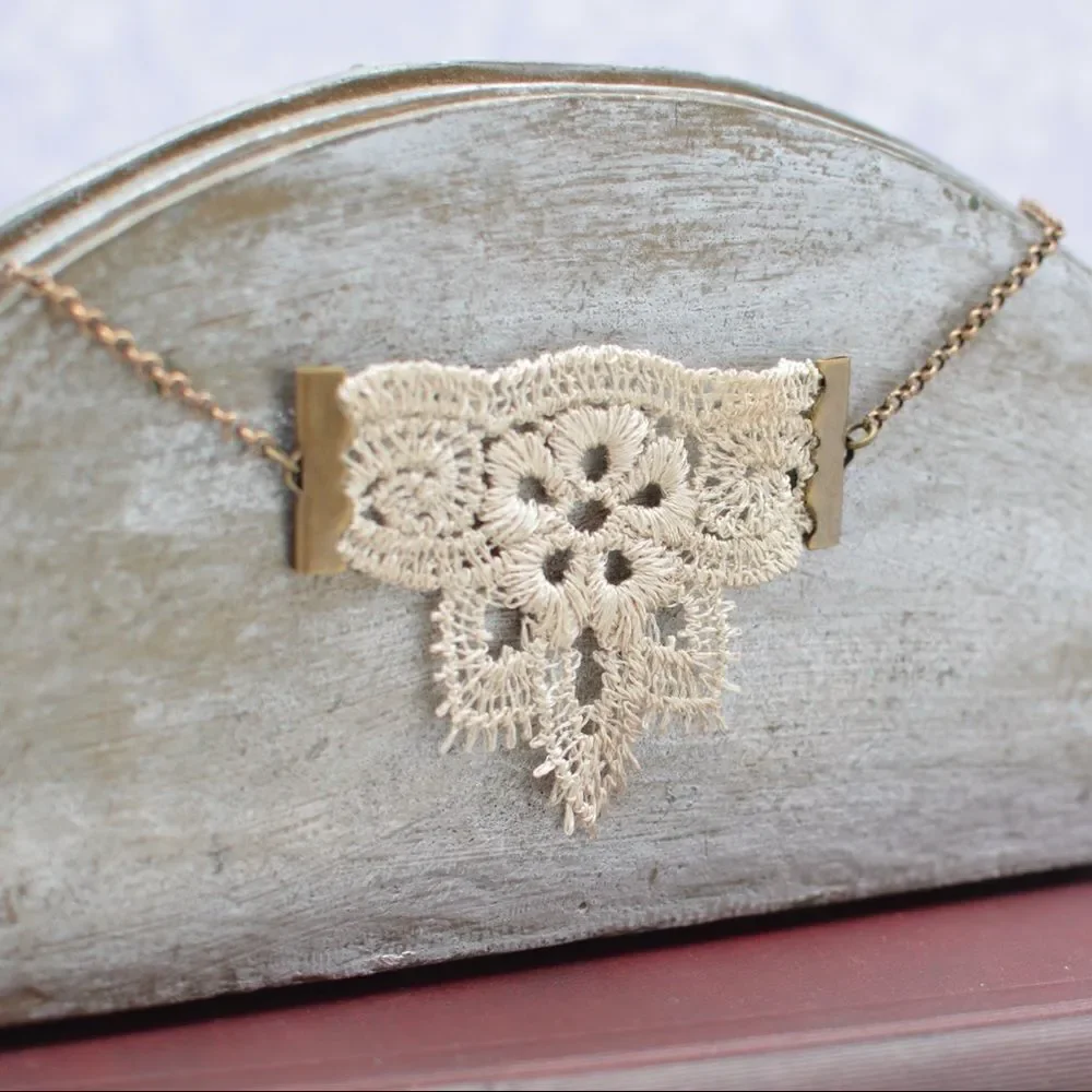 Crocheted Lace Boho Necklace - Picture 3 of 5